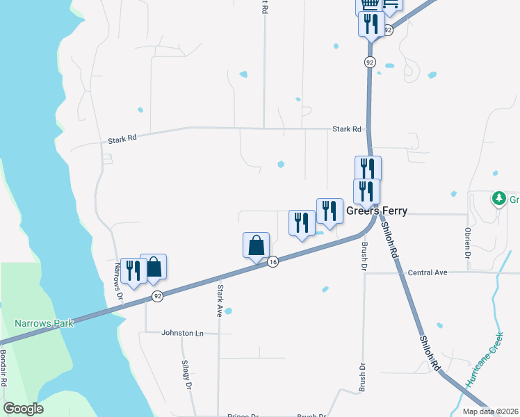 map of restaurants, bars, coffee shops, grocery stores, and more near 76 Woodland Drive in Higden