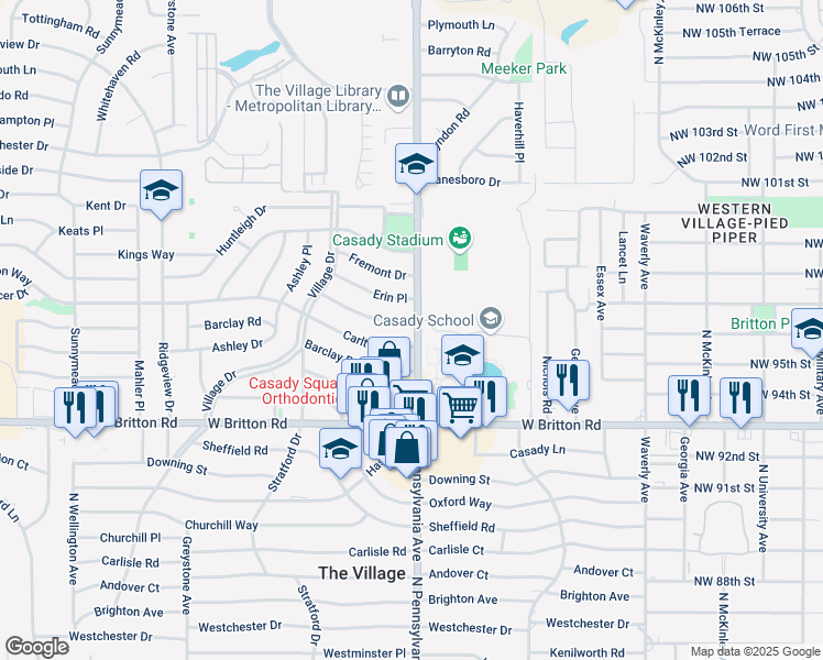 map of restaurants, bars, coffee shops, grocery stores, and more near 2100 Carlton Way in The Village