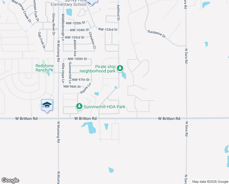 map of restaurants, bars, coffee shops, grocery stores, and more near 9601 Bexhill Drive in Yukon