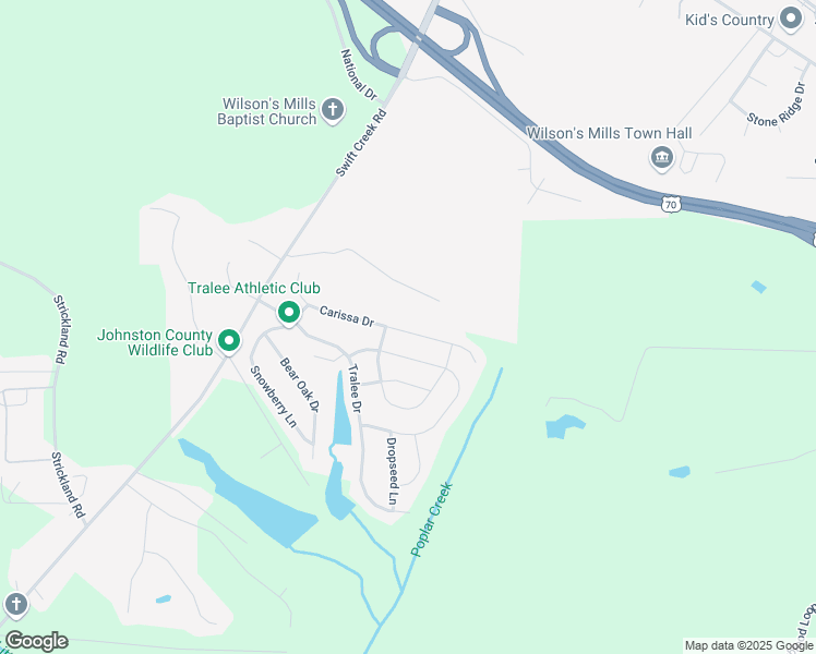 map of restaurants, bars, coffee shops, grocery stores, and more near 154 Carissa Drive in Smithfield