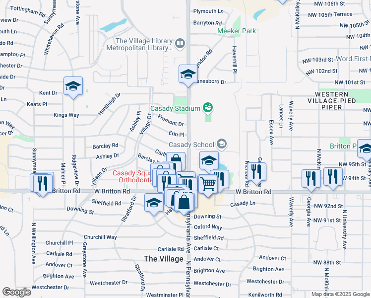 map of restaurants, bars, coffee shops, grocery stores, and more near 2100 Carlton Way in The Village