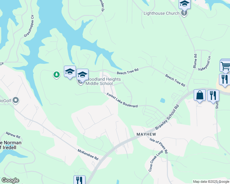 map of restaurants, bars, coffee shops, grocery stores, and more near 106 Swamp Rose Drive in Mooresville