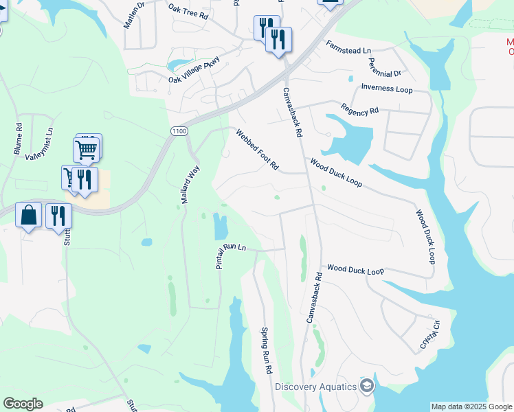 map of restaurants, bars, coffee shops, grocery stores, and more near 154 Old Squaw Road in Mooresville