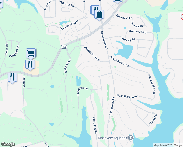 map of restaurants, bars, coffee shops, grocery stores, and more near 154 Old Squaw Road in Mooresville