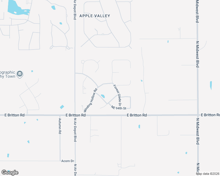 map of restaurants, bars, coffee shops, grocery stores, and more near 9801 Forest Glade Drive in Oklahoma City