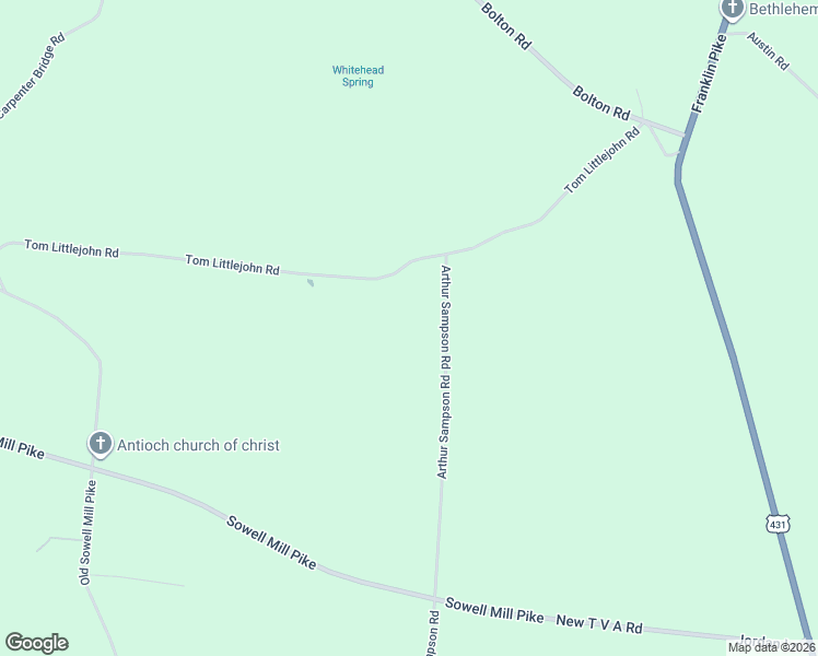 map of restaurants, bars, coffee shops, grocery stores, and more near 3510 Arthur Sampson Road in Lewisburg