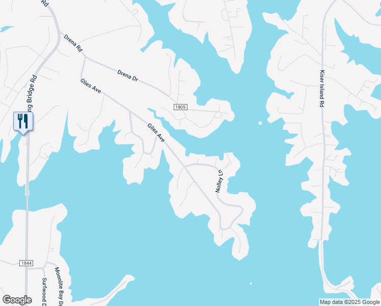 map of restaurants, bars, coffee shops, grocery stores, and more near 8254 Nolley Lane in Sherrills Ford