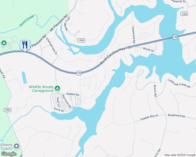 map of restaurants, bars, coffee shops, grocery stores, and more near 4559 Paradise Cove in Sherrills Ford