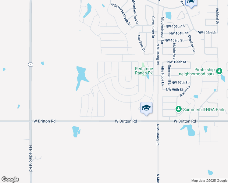 map of restaurants, bars, coffee shops, grocery stores, and more near 11401-11927 West Britton Road in Yukon