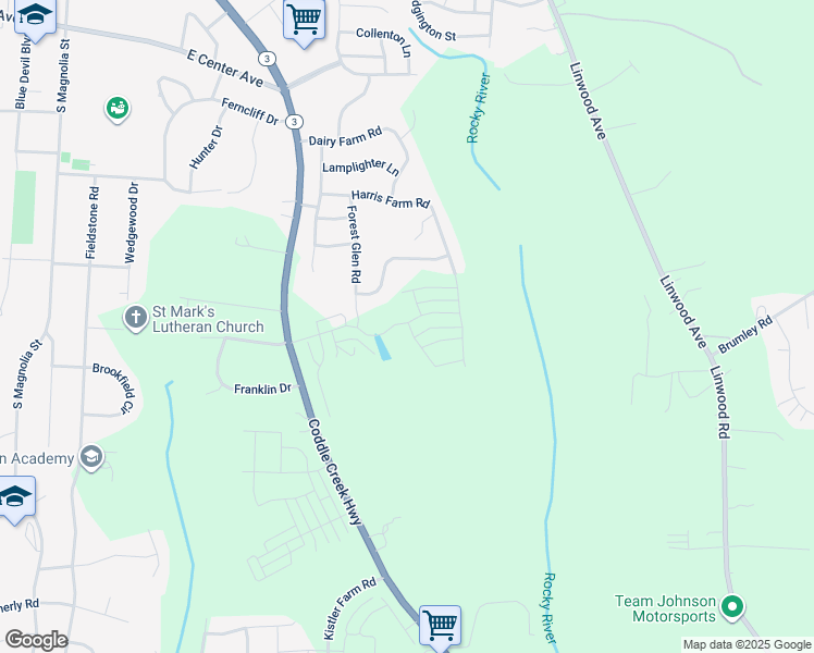 map of restaurants, bars, coffee shops, grocery stores, and more near 138 P and C Path Lane in Mooresville