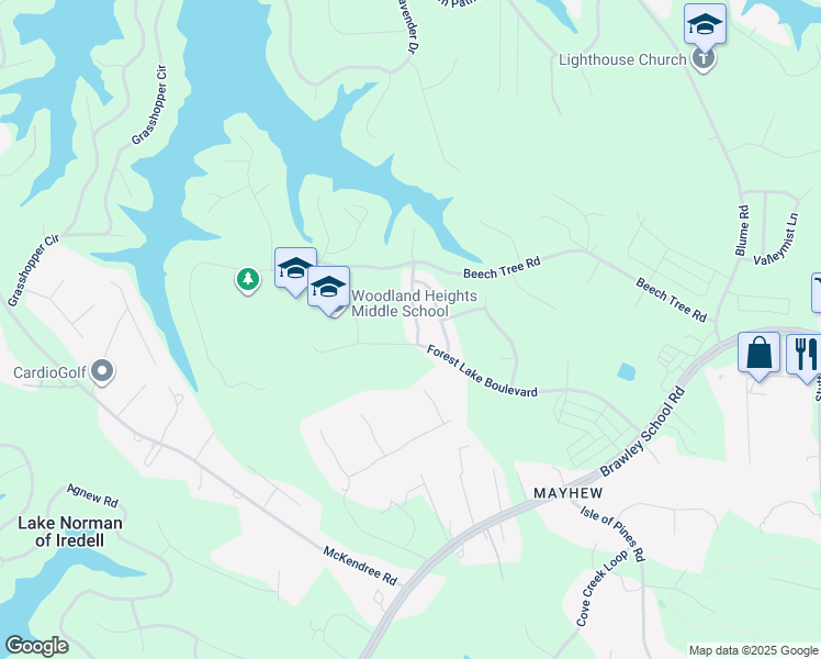 map of restaurants, bars, coffee shops, grocery stores, and more near 111 Yellowbell Road in Mooresville