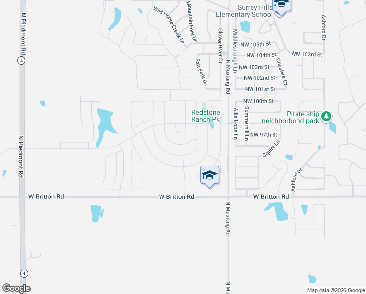 map of restaurants, bars, coffee shops, grocery stores, and more near 11519 Northwest 97th Street in Yukon