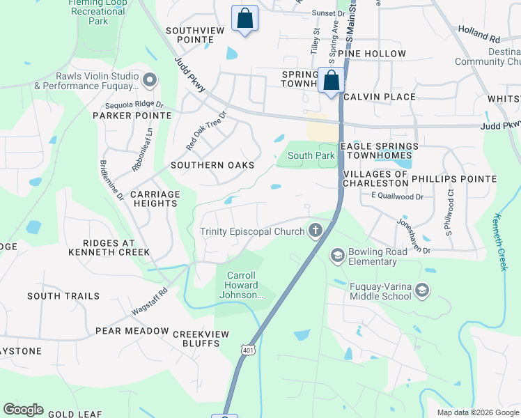 map of restaurants, bars, coffee shops, grocery stores, and more near 913 Arnold Place Drive in Fuquay-Varina
