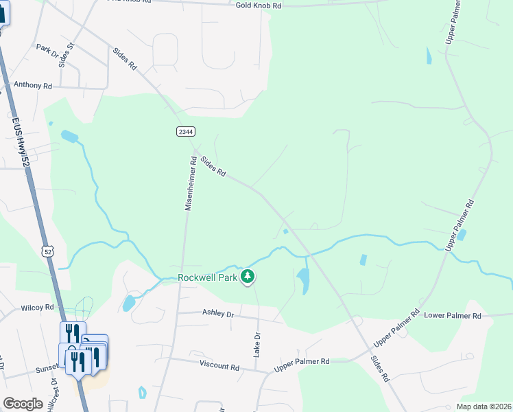 map of restaurants, bars, coffee shops, grocery stores, and more near 1520 Sides Road in Rockwell