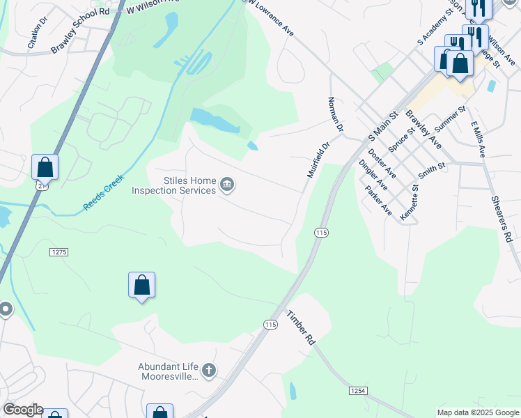 map of restaurants, bars, coffee shops, grocery stores, and more near 138 Montrose Drive in Mooresville