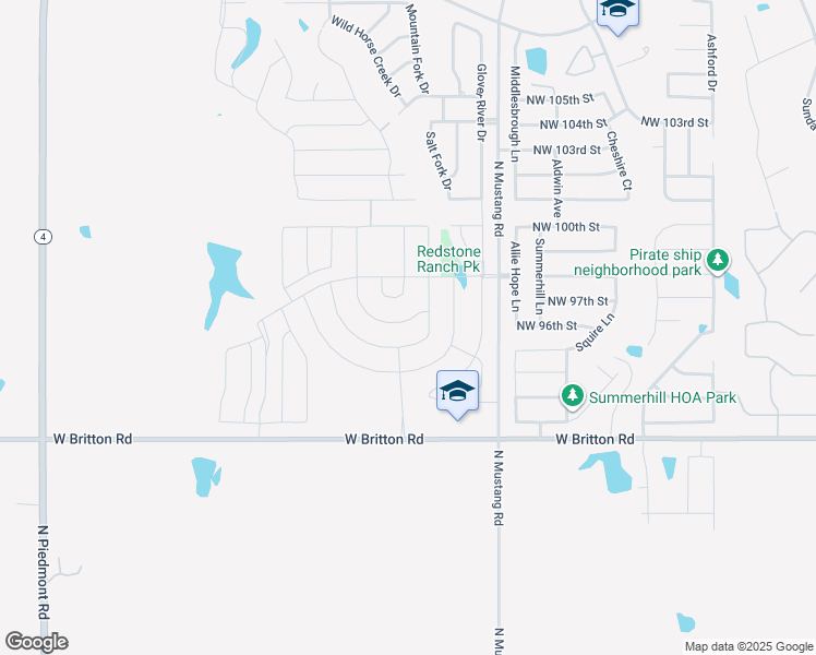 map of restaurants, bars, coffee shops, grocery stores, and more near 11519 Northwest 97th Street in Yukon