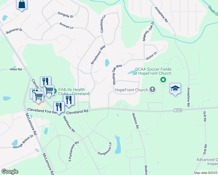 map of restaurants, bars, coffee shops, grocery stores, and more near 41 Twin Leaf Circle in Clayton