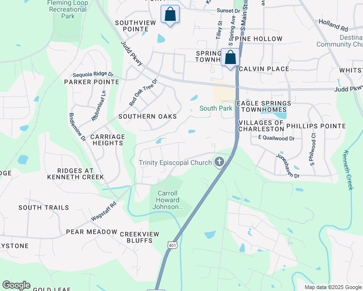 map of restaurants, bars, coffee shops, grocery stores, and more near 905 Arnold Place Drive in Fuquay-Varina