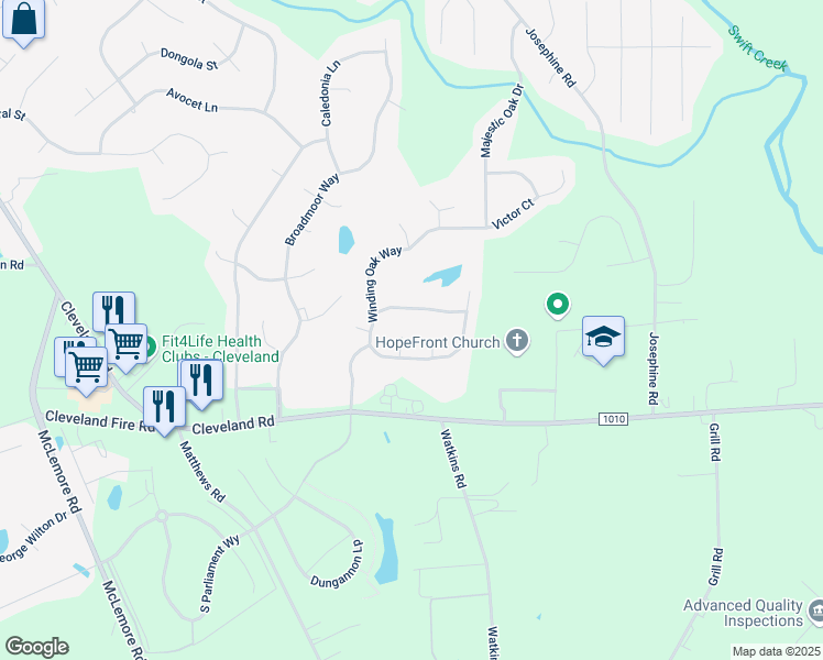 map of restaurants, bars, coffee shops, grocery stores, and more near 56 Oakton Drive in Clayton