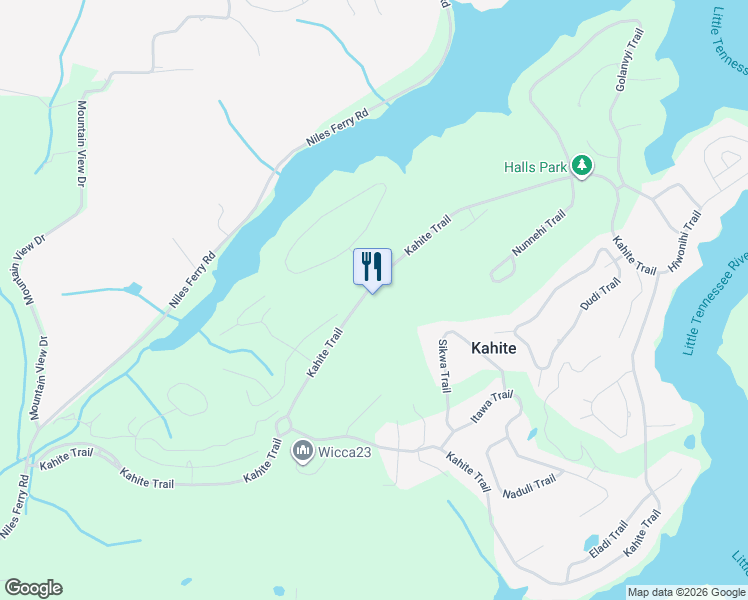 map of restaurants, bars, coffee shops, grocery stores, and more near 400 Kahite Trail in Vonore