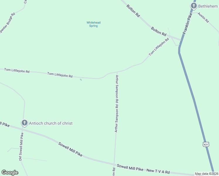 map of restaurants, bars, coffee shops, grocery stores, and more near 3510 Arthur Sampson Road in Lewisburg