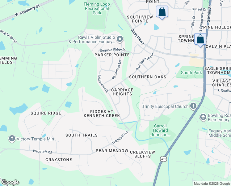 map of restaurants, bars, coffee shops, grocery stores, and more near 912 Custom Oak Lane in Fuquay-Varina