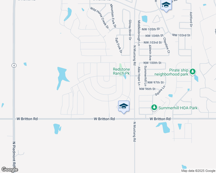 map of restaurants, bars, coffee shops, grocery stores, and more near 11519 Northwest 97th Street in Yukon