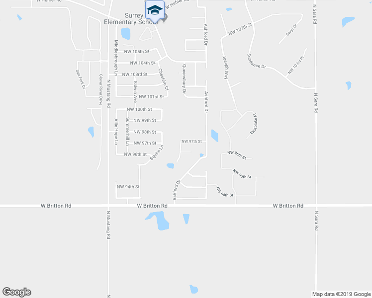 map of restaurants, bars, coffee shops, grocery stores, and more near 11113 Northwest 96th Street in Yukon