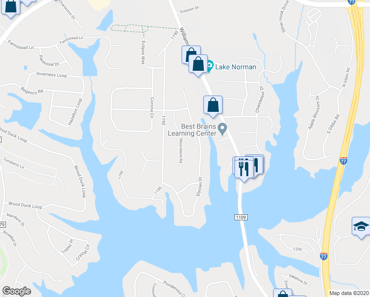 map of restaurants, bars, coffee shops, grocery stores, and more near 149 Mooreland Road in Mooresville