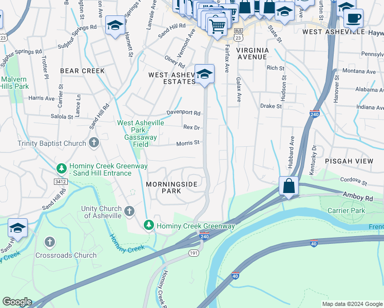 map of restaurants, bars, coffee shops, grocery stores, and more near 52 Talmadge Court in Asheville