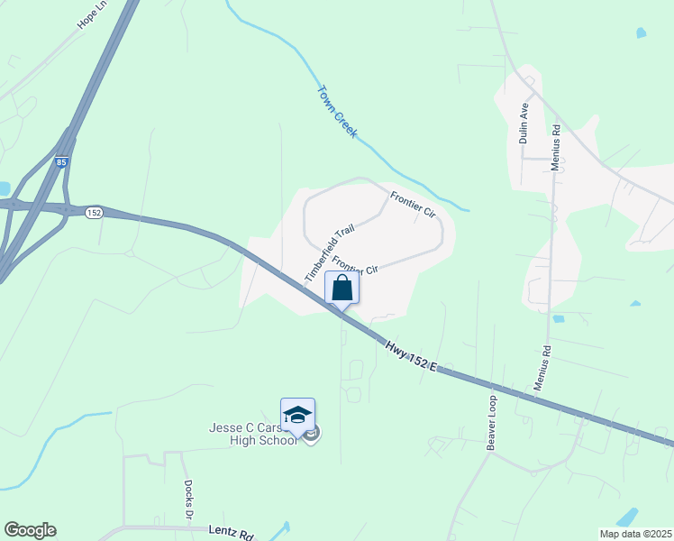 map of restaurants, bars, coffee shops, grocery stores, and more near 709 Frontier Circle in China Grove