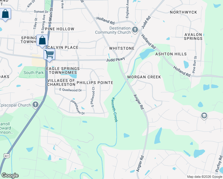 map of restaurants, bars, coffee shops, grocery stores, and more near 1200 Angier Road in Fuquay-Varina