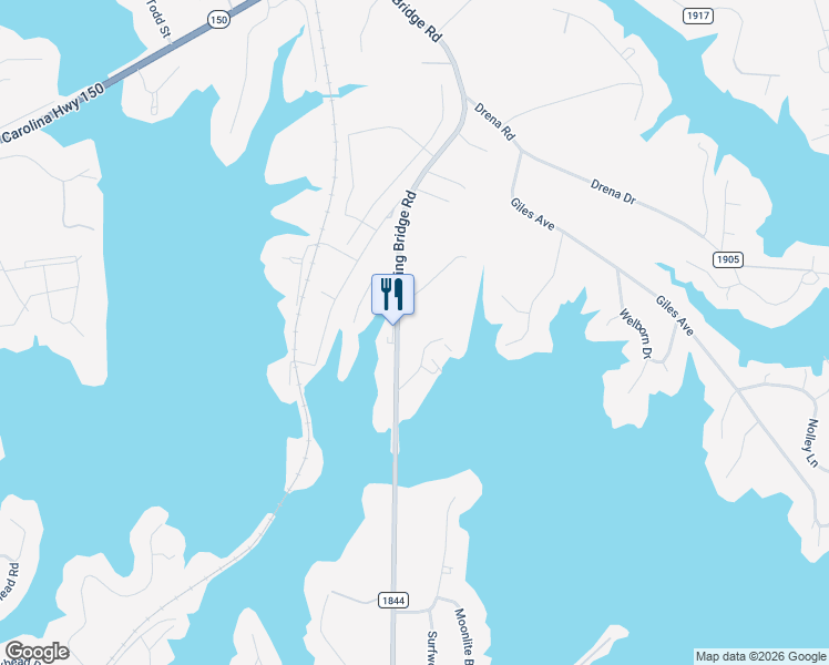 map of restaurants, bars, coffee shops, grocery stores, and more near 4515 Slanting Bridge Road in Sherrills Ford