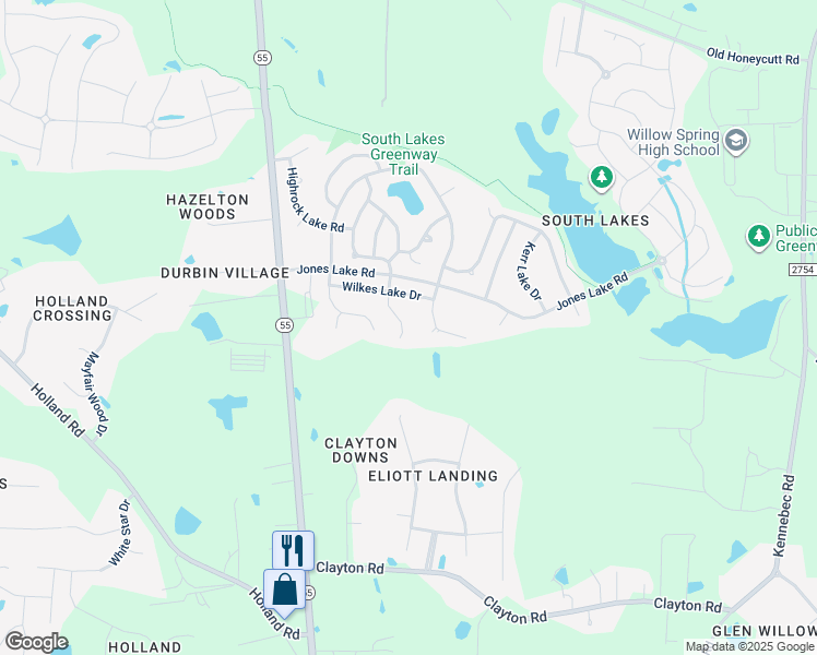 map of restaurants, bars, coffee shops, grocery stores, and more near 846 Lake Artesia Lane in Fuquay Varina