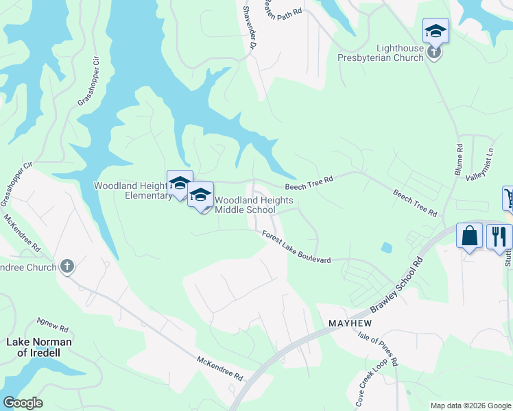 map of restaurants, bars, coffee shops, grocery stores, and more near 119 Swamp Rose Drive in Mooresville
