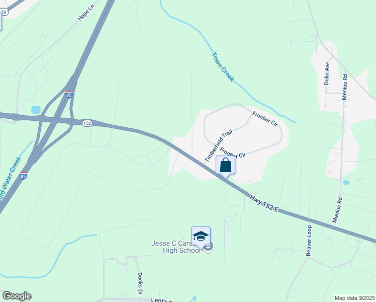 map of restaurants, bars, coffee shops, grocery stores, and more near 950 North Carolina 152 in China Grove