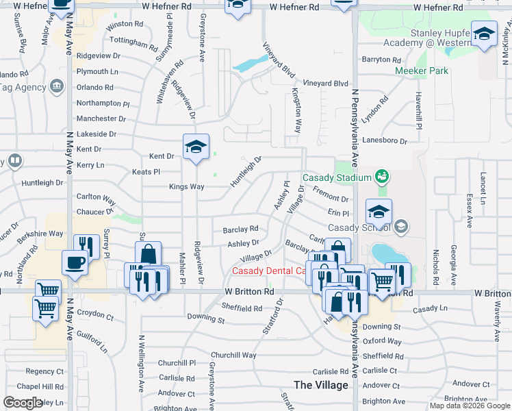 map of restaurants, bars, coffee shops, grocery stores, and more near 2312 Carlton Way in The Village