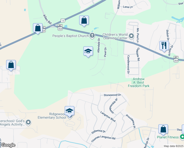 map of restaurants, bars, coffee shops, grocery stores, and more near 306 Pearl Drive in Greenville