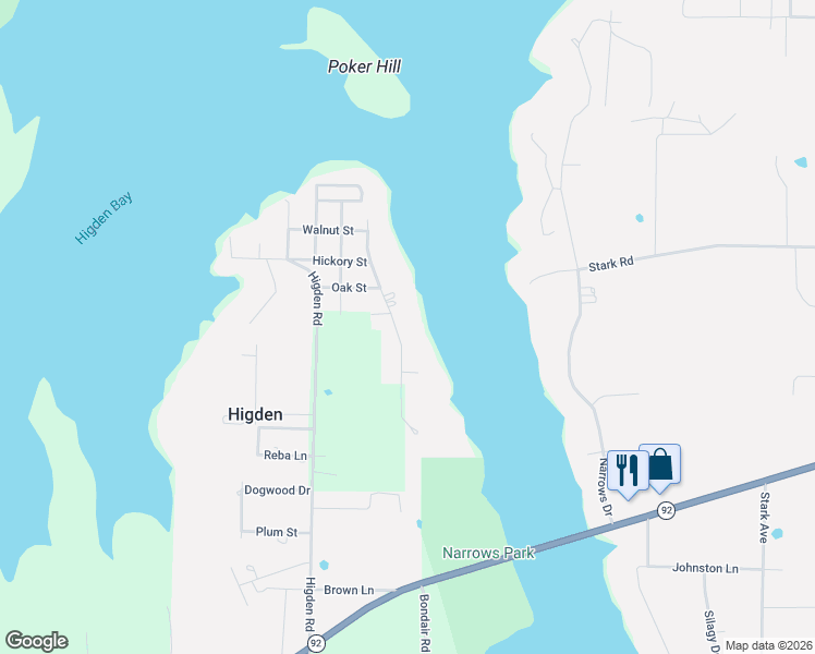 map of restaurants, bars, coffee shops, grocery stores, and more near 279 Lakeshore Drive in Higden
