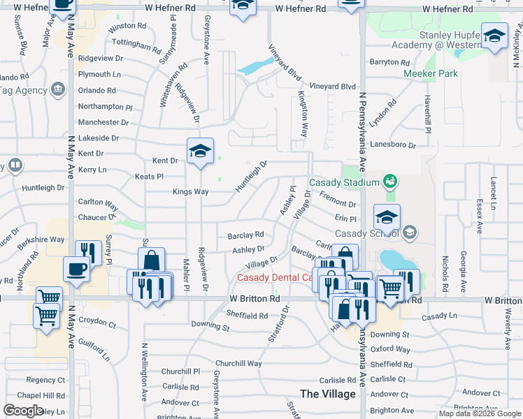 map of restaurants, bars, coffee shops, grocery stores, and more near 2312 Carlton Way in The Village