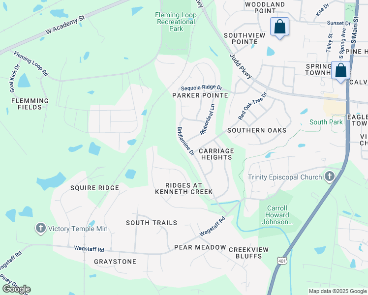 map of restaurants, bars, coffee shops, grocery stores, and more near 904 Bridlemine Drive in Fuquay-Varina