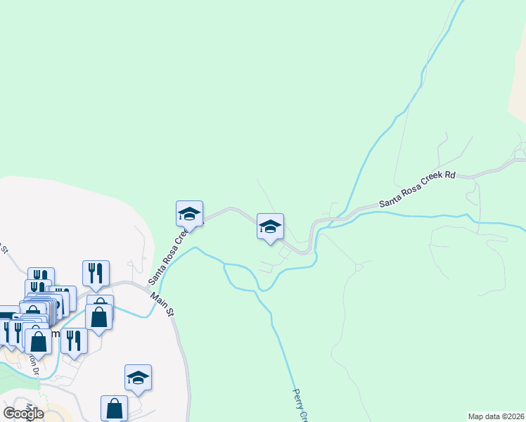map of restaurants, bars, coffee shops, grocery stores, and more near 2820 Santa Rosa Creek Road in Cambria