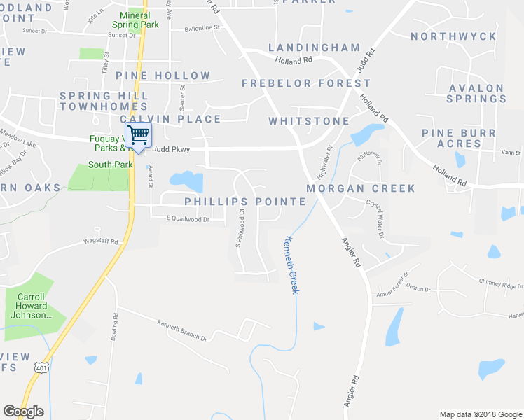 map of restaurants, bars, coffee shops, grocery stores, and more near 424 Haybale Court in Fuquay Varina