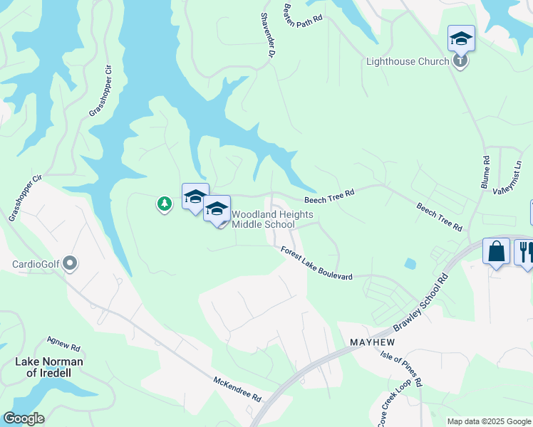 map of restaurants, bars, coffee shops, grocery stores, and more near 133 Yellowbell Road in Mooresville