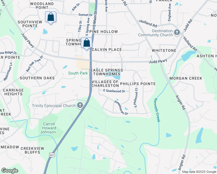 map of restaurants, bars, coffee shops, grocery stores, and more near 212 Buck Johnson Street in Fuquay Varina