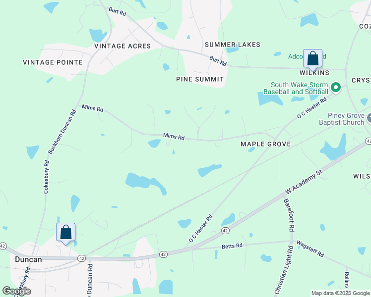 map of restaurants, bars, coffee shops, grocery stores, and more near 6325 Mims Road in Holly Springs