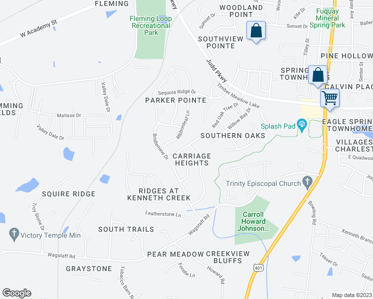 map of restaurants, bars, coffee shops, grocery stores, and more near 907 Red Oak Tree Drive in Fuquay-Varina