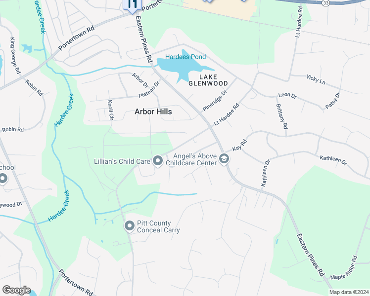 map of restaurants, bars, coffee shops, grocery stores, and more near 1955 Lt Hardee Road in Greenville