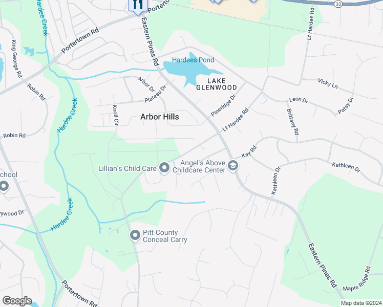 map of restaurants, bars, coffee shops, grocery stores, and more near 1955 Lt Hardee Road in Greenville