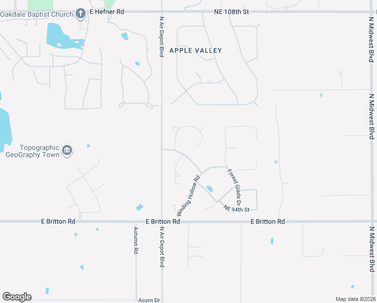 map of restaurants, bars, coffee shops, grocery stores, and more near 9900 Hidden Hollow Lane in Oklahoma City